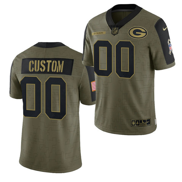 Men's Green Bay Packers ACTIVE PLAYER Custom 2021 Olive Salute To Service Limited Stitched Jersey